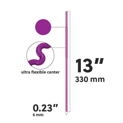 Extra flexible art straw 13 inch purple with ultra flexible center segment for bending and twisting