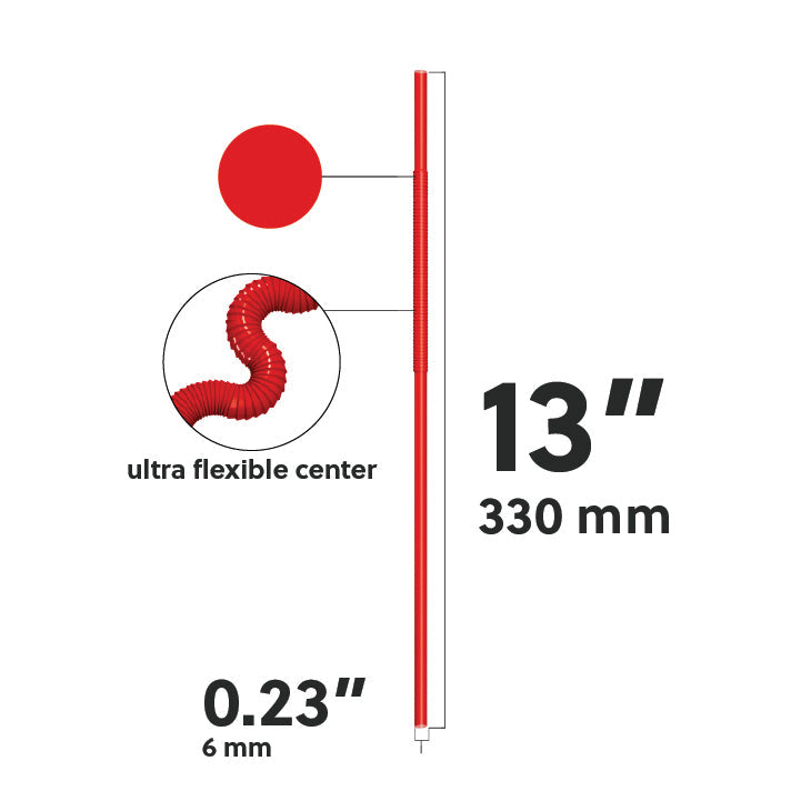 Extra flexible art straw 13 inch with ultra flexible center bendable plastic design in red color