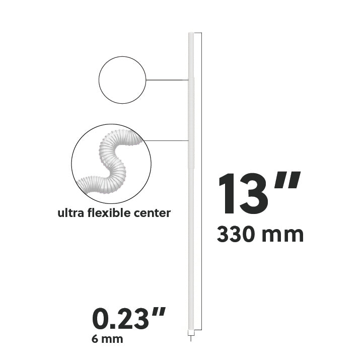 Extra flexible art straw with ultra flexible center, 13 inches long and 0.23 inches wide
