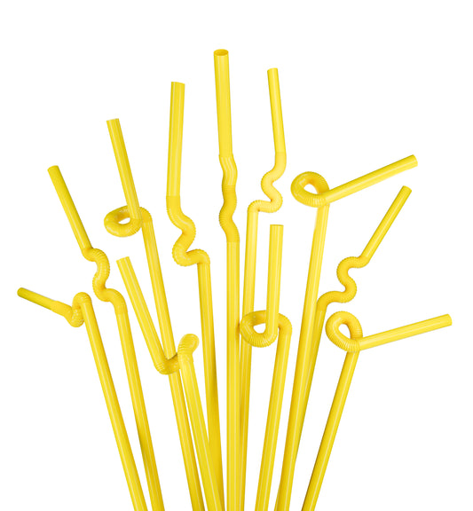1 Case - 2,000 (8 x 250) Extra Flexible Art Straws - 13" x 0.23" - Color: Yellow