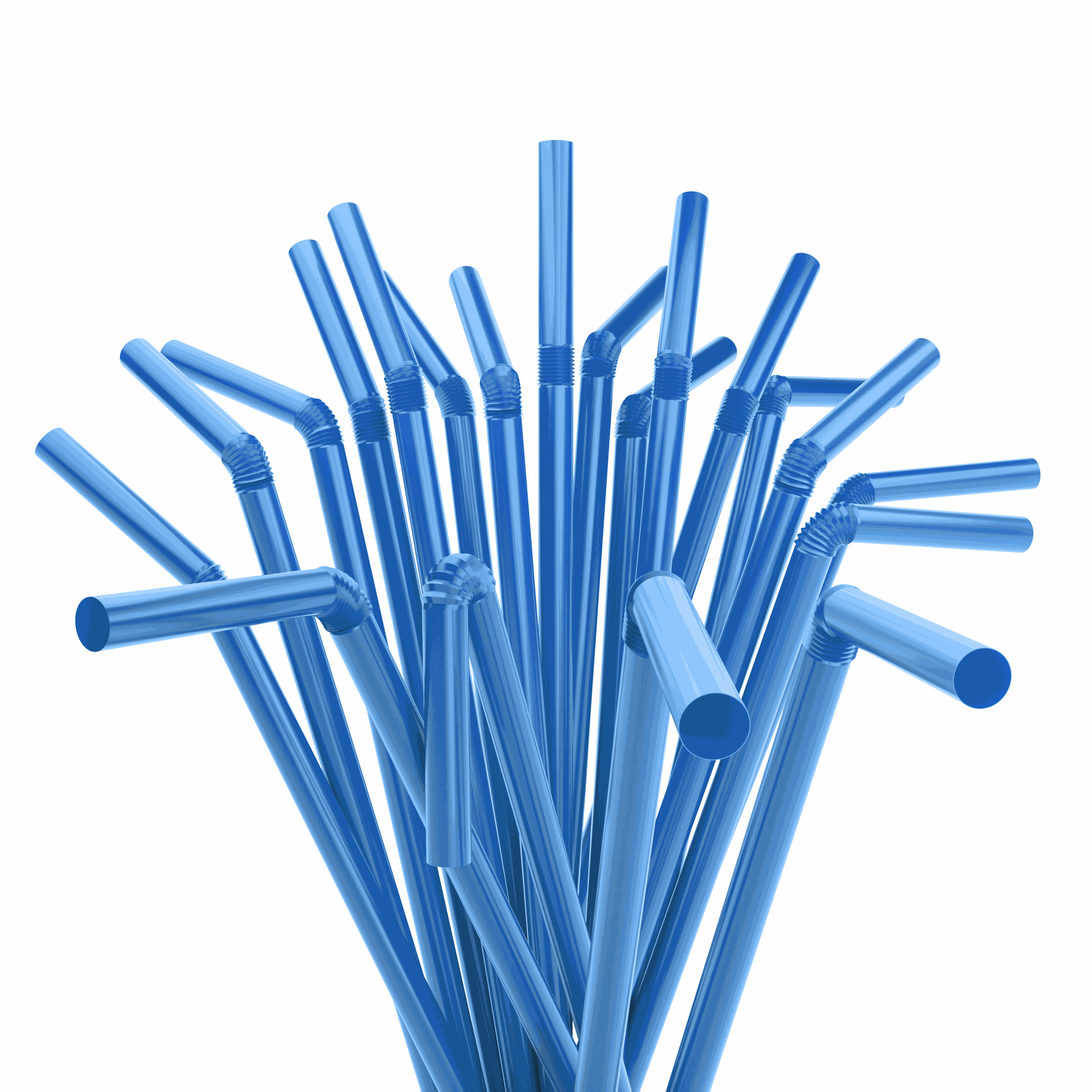 1 Case - 2,000 (8 x 250) Flexible Straws - 7.75" x 0.23" - Color: Blue