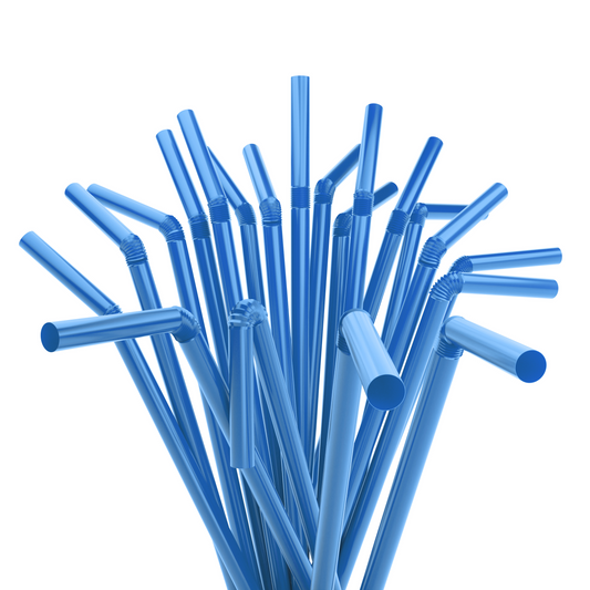 1 Case - 2,000 (8 x 250) Flexible Straws - 7.75" x 0.23" - Color: Blue