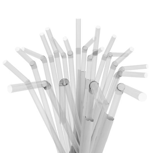 1 Case - 2,000 (8 x 250) Paper Wrapped Flexible Straws - 7.75" x 0.23" - Color: Clear