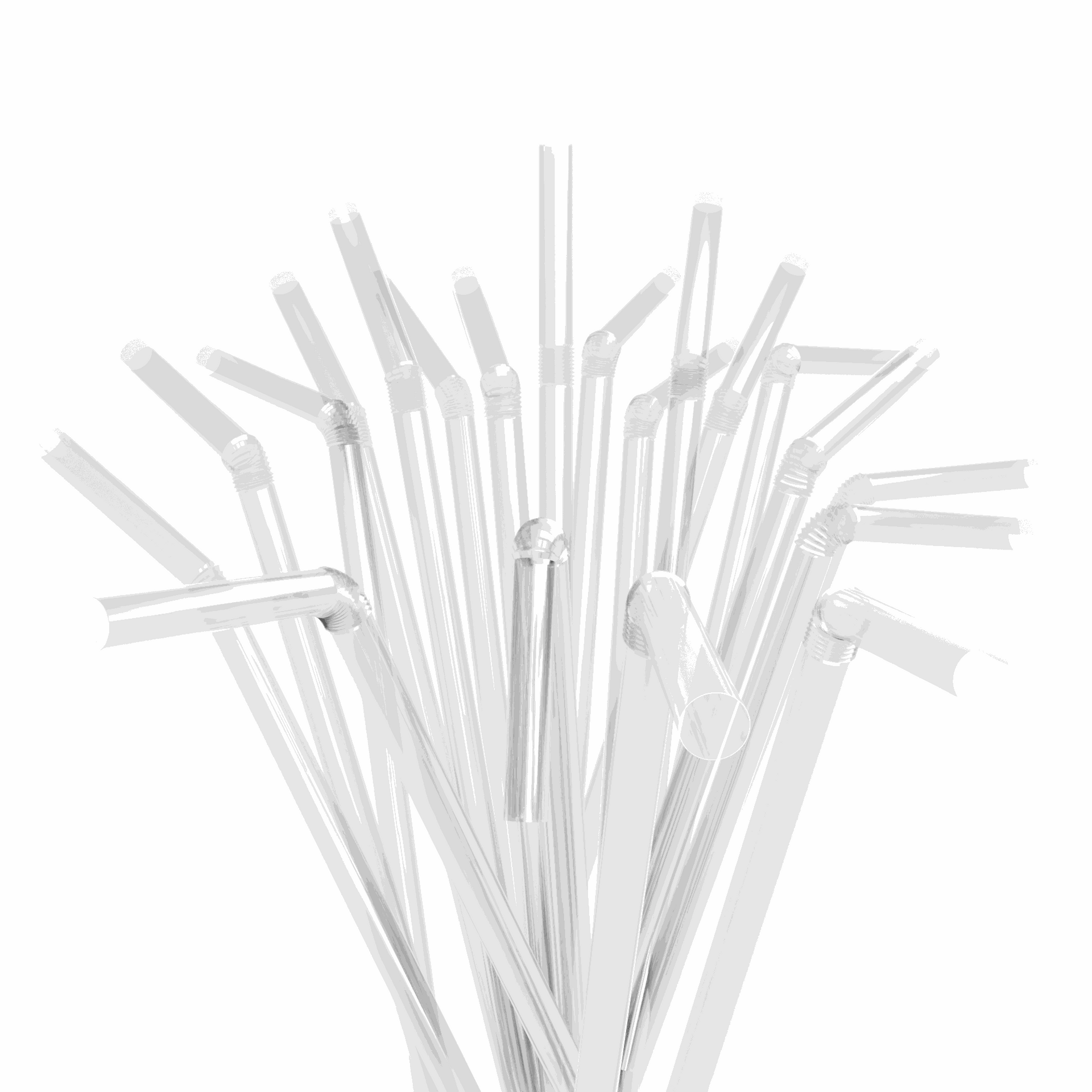 1 Case - 2,000 (8 x 250) Flexible Straws - 7.75" x 0.23" - Color: Clear