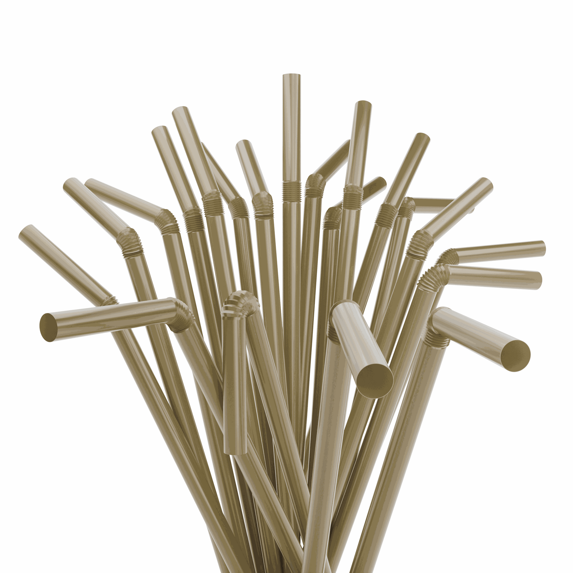 1 Case - 2,000 (8 x 250) Flexible Straws - 7.75" x 0.23" - Color: Gold