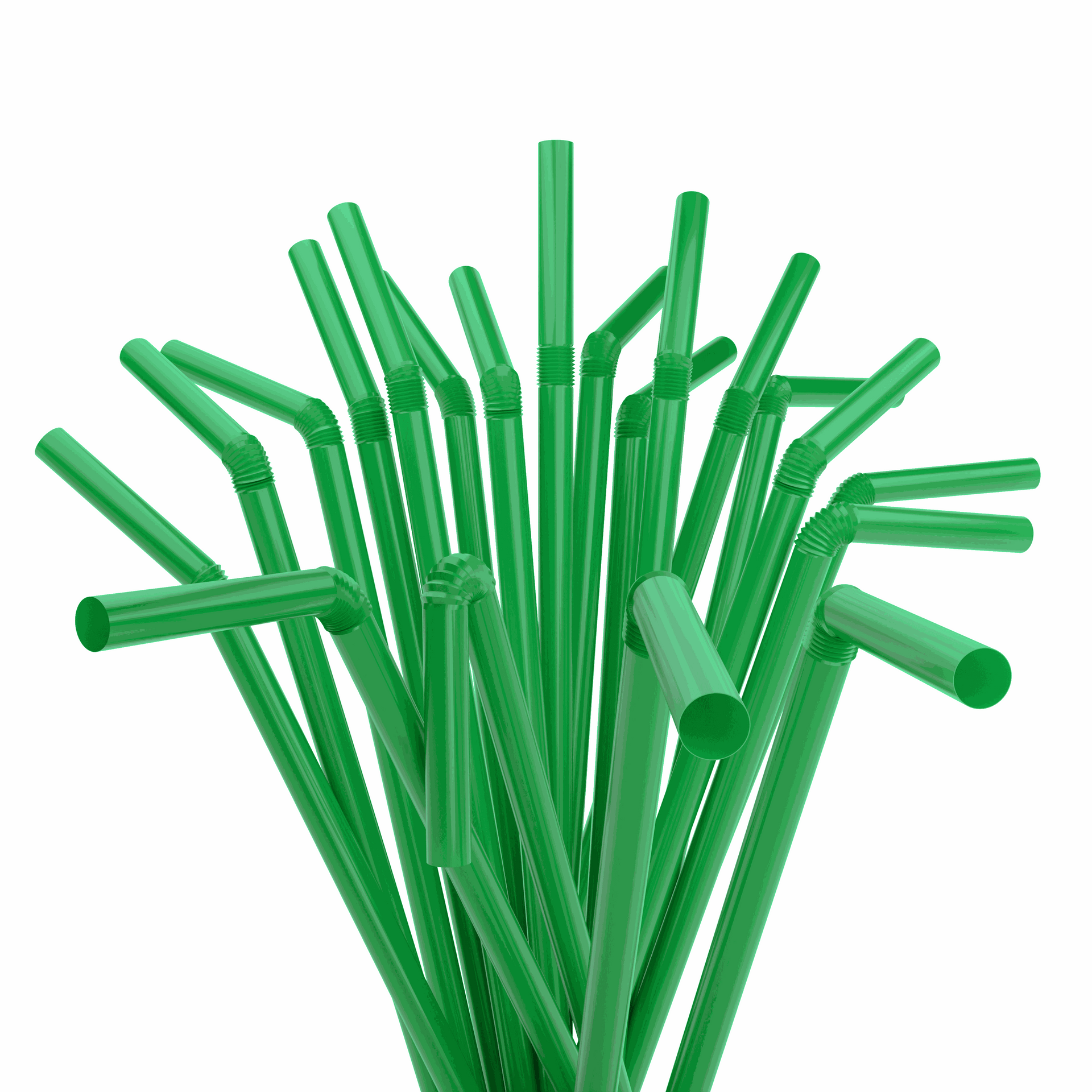 1 Case - 2,000 (8 x 250) Flexible Straws - 7.75" x 0.23" - Color: Green