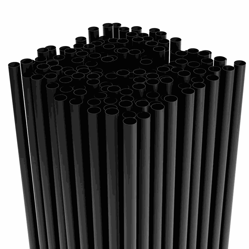 Black unwrapped 32 oz to-go straws 10 inch for large drink cups