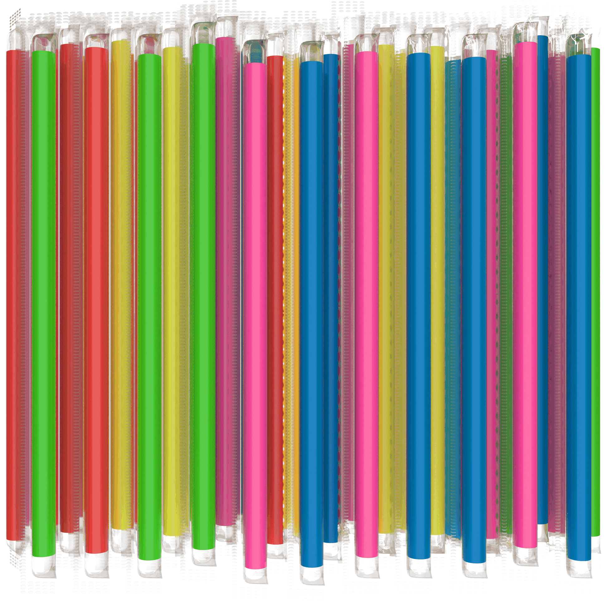 Neon boba straws 9 inch long individually film wrapped in assorted bright colors pack of 3200