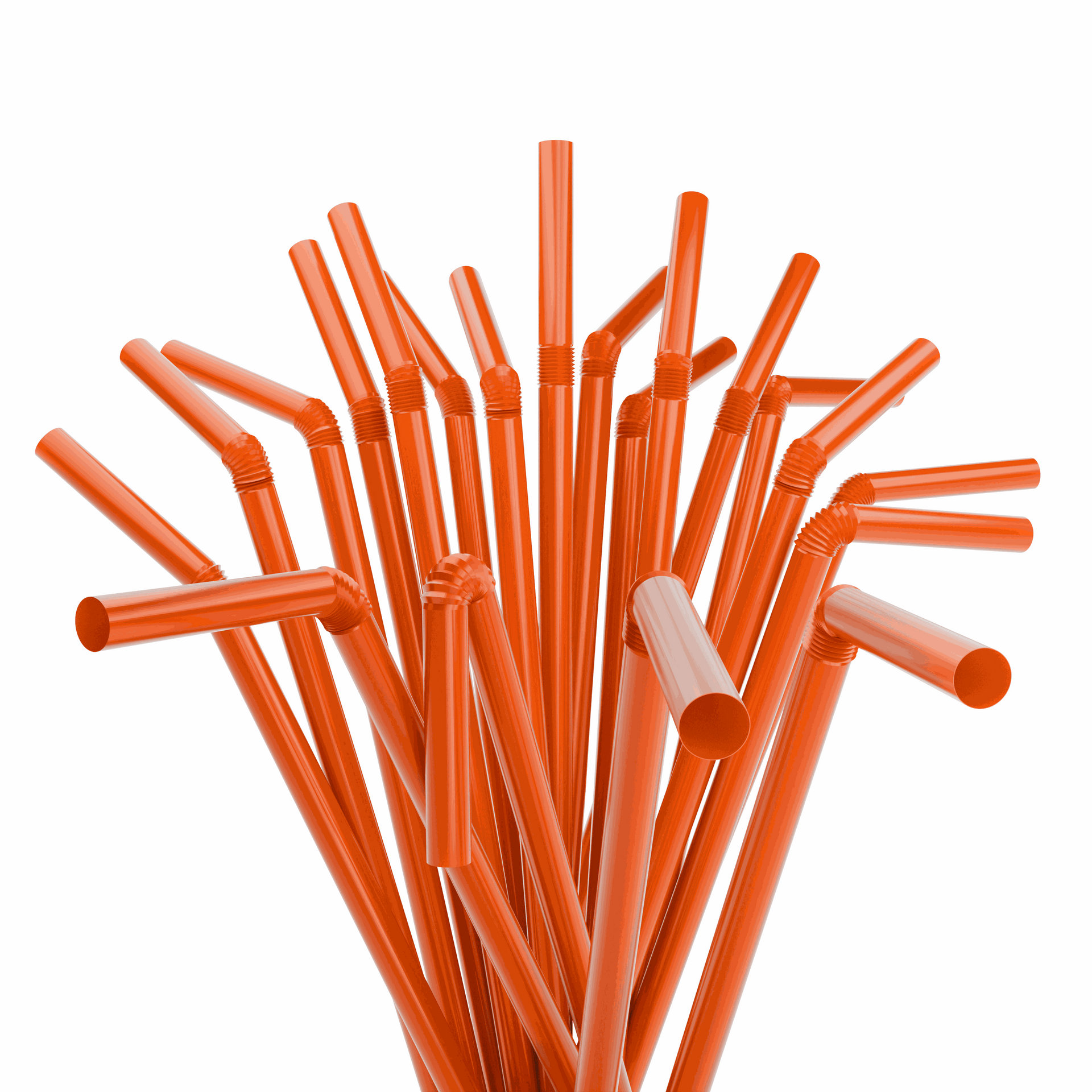1 Case - 2,000 (8 x 250) Flexible Straws - 7.75" x 0.23" - Color: Orange