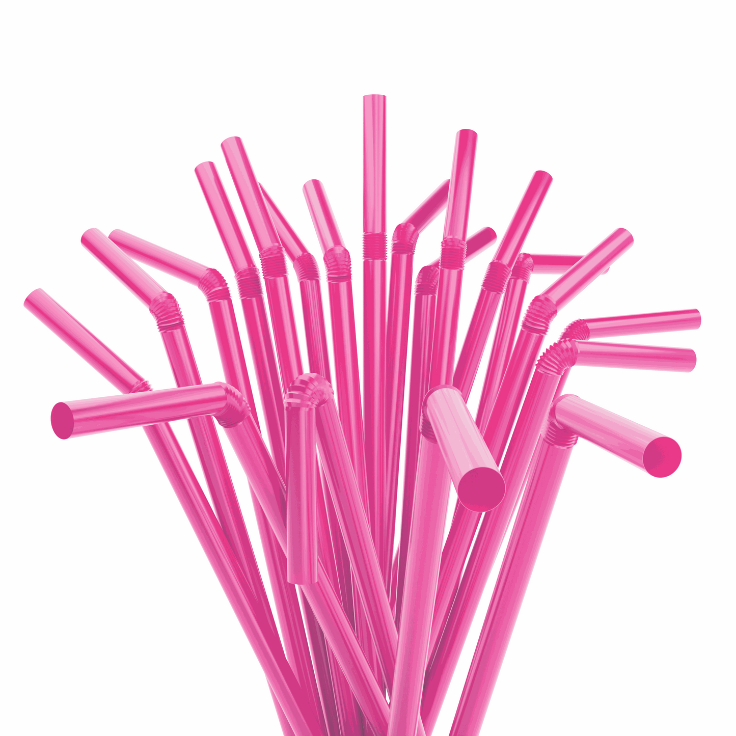 Pink paper wrapped plastic flexible straws with bendable necks for hygienic and convenient beverage use