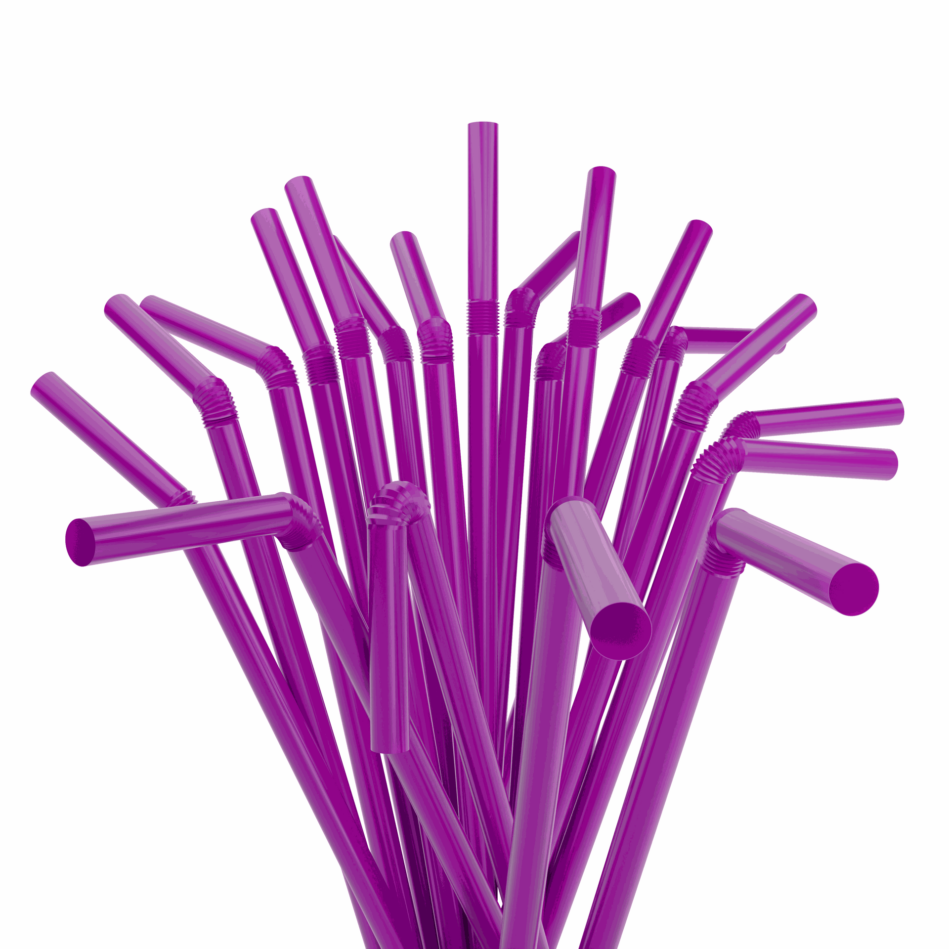 1 Case - 2,000 (8 x 250) Flexible Straws - 7.75" x 0.23" - Color: Purple