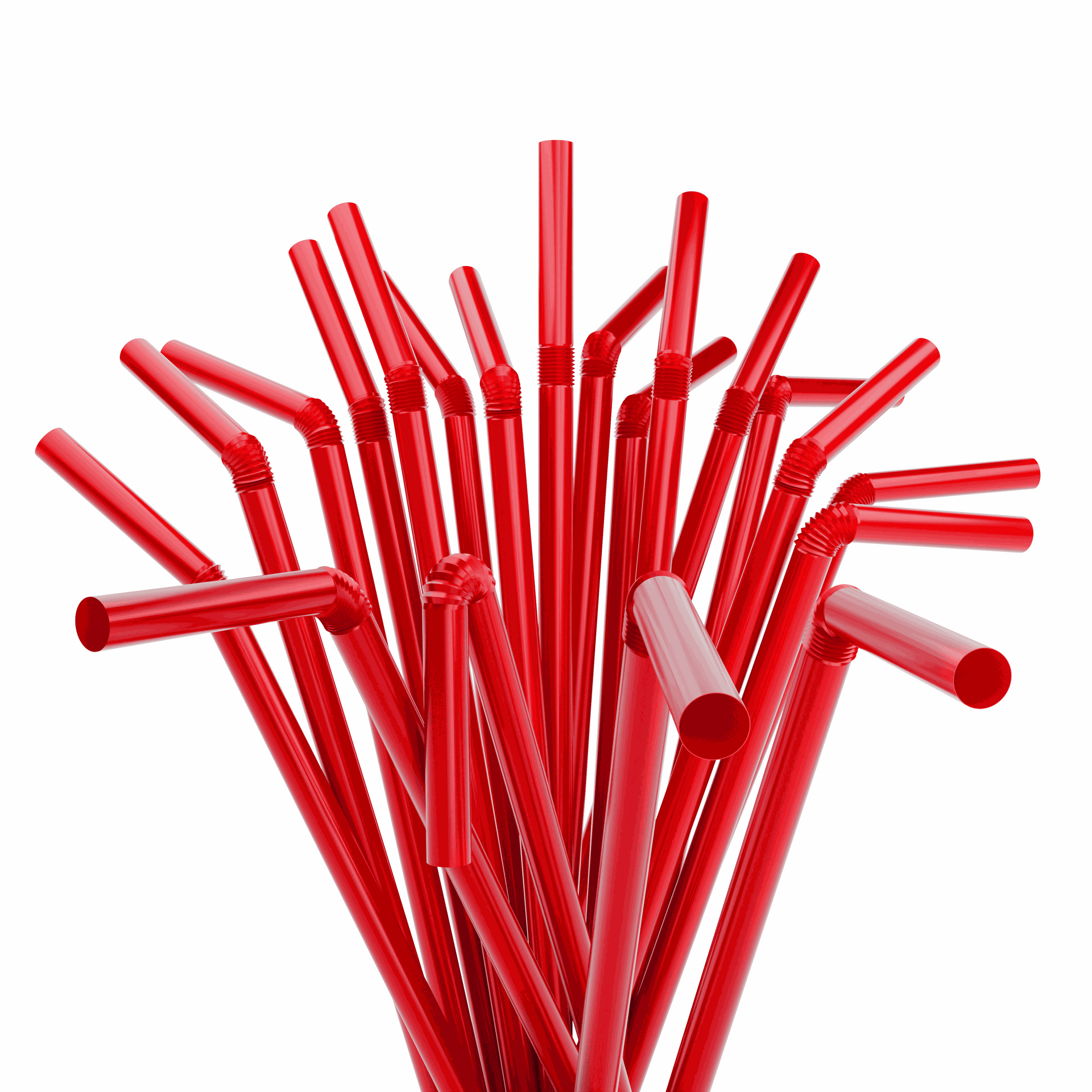1 Case - 2,000 (8 x 250) Flexible Straws - 7.75" x 0.23" - Color: Red